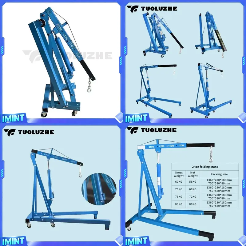 Workshop Tools And Equipment - 2-tons opvouwbare blauwe auto-motorheftruck hydraulische kraan